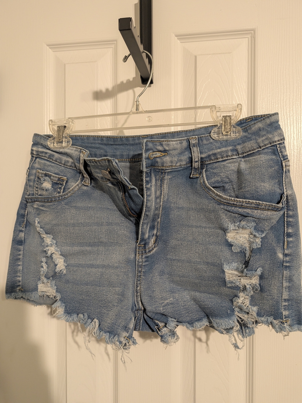 Distressed Light Blue Denim Women's Shorts